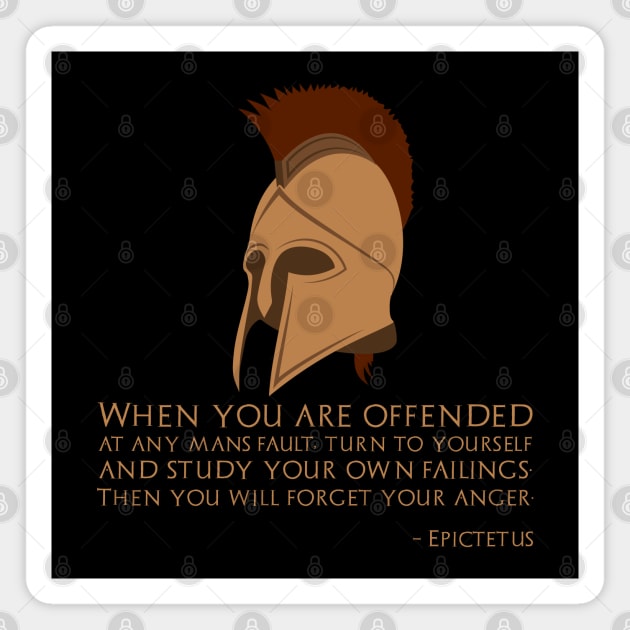 When you are offended at any man's fault, turn to yourself and study your own failings. Then you will forget your anger. - Epictetus Magnet by Styr Designs